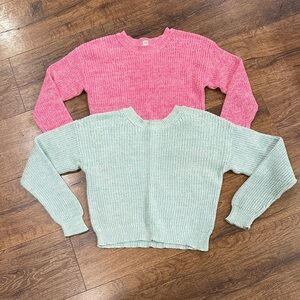 Cat & Jack Girls Pink and Mint Sweater Duo